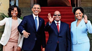 Obama e a primeira-dama, Michelle, com o homólogo Jacob Zuma e a mulher, Tobeka