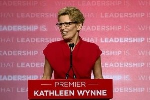 Kathleen Wynne após a vitória eleitoral de quinta-feira