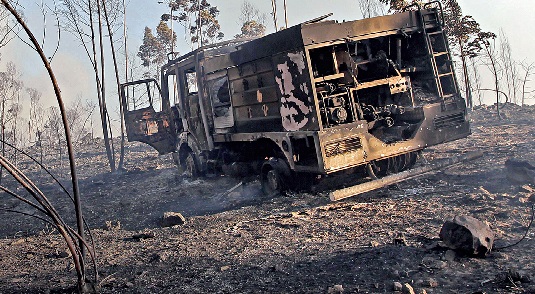 No Centro do País, arderam 4 carros de bombeiros, aldeias foram cercadas e houve soldados da paz em perigo