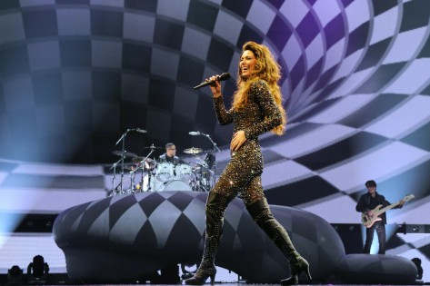 Shania Twain durante um espetáculo. Foto de arquivo: WIREIMAGE/Denise Truscello