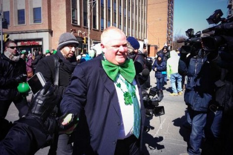 Rob Ford participou no desfile do dia de St. Patrick - 16 de março de 2014. CityNews / Tracy Tong