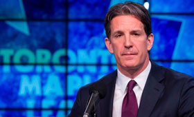 O novo presidente dos Toronto Maple Leafs, Brendan Shanahan, durante a conferência de imprensa em Toronto - 14 de abril, 2014. THE CANADIAN PRESS/Chris Young