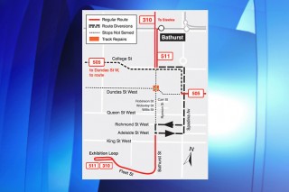 Um mapa dos desvios e alterações às rotas de trânsito devido às obras da TTC e da cidade (Divulgação/TTC)