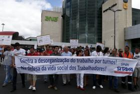 TRABALHADORES DA GROUNDFORCE MANIFESTARAM-SE JUNTO AO AEROPORTO DE LISBOA CONTRA PRECARIEDADE LABORAL